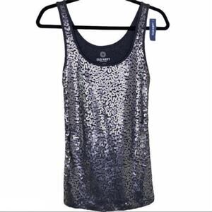 Old Navy NWT Y2K Charcoal Gray Sequin Tank Top Medium